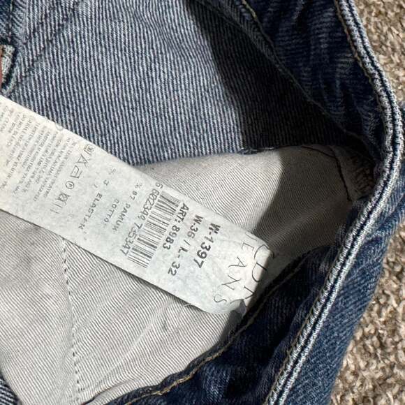 ZON JEANS High-Waisted Straight Leg Jeans, Frayed Hem, Blue Denim - Picture 4 of 5